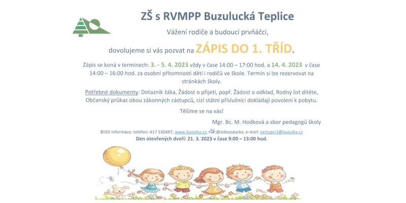 Slide - Informace o zápise pro školní rok 2023/2024
