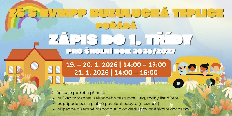 Slide - Zápis pro školní rok 2026/2027